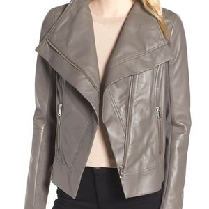 Trouve Drape Front Leather Jacket